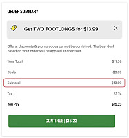 Order example with total $17.38